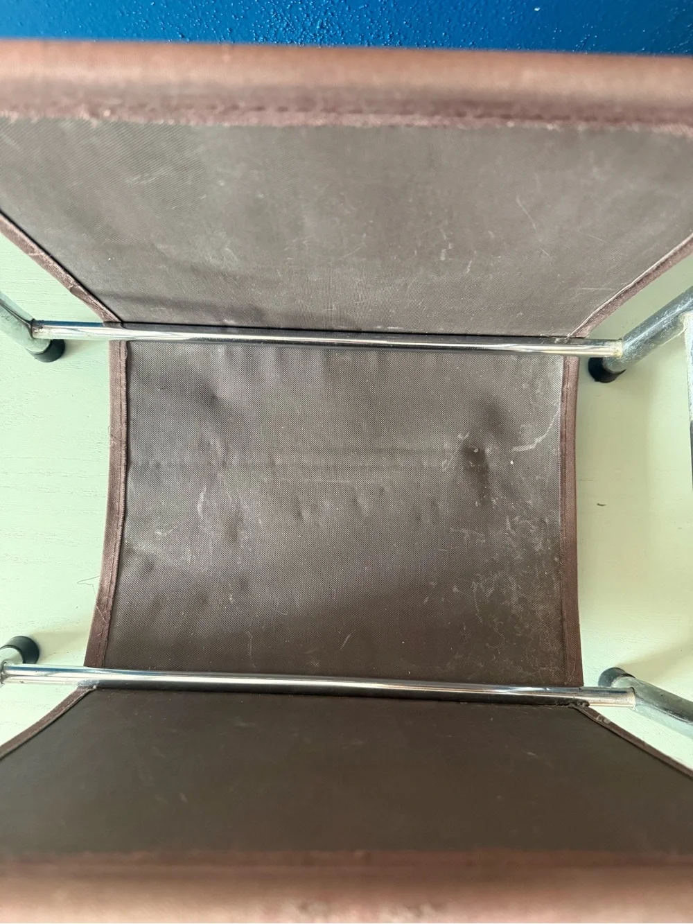 Vintage Retro MCM Magazine Rack Brown Cloth Canvas 1970s Mid Century Modern